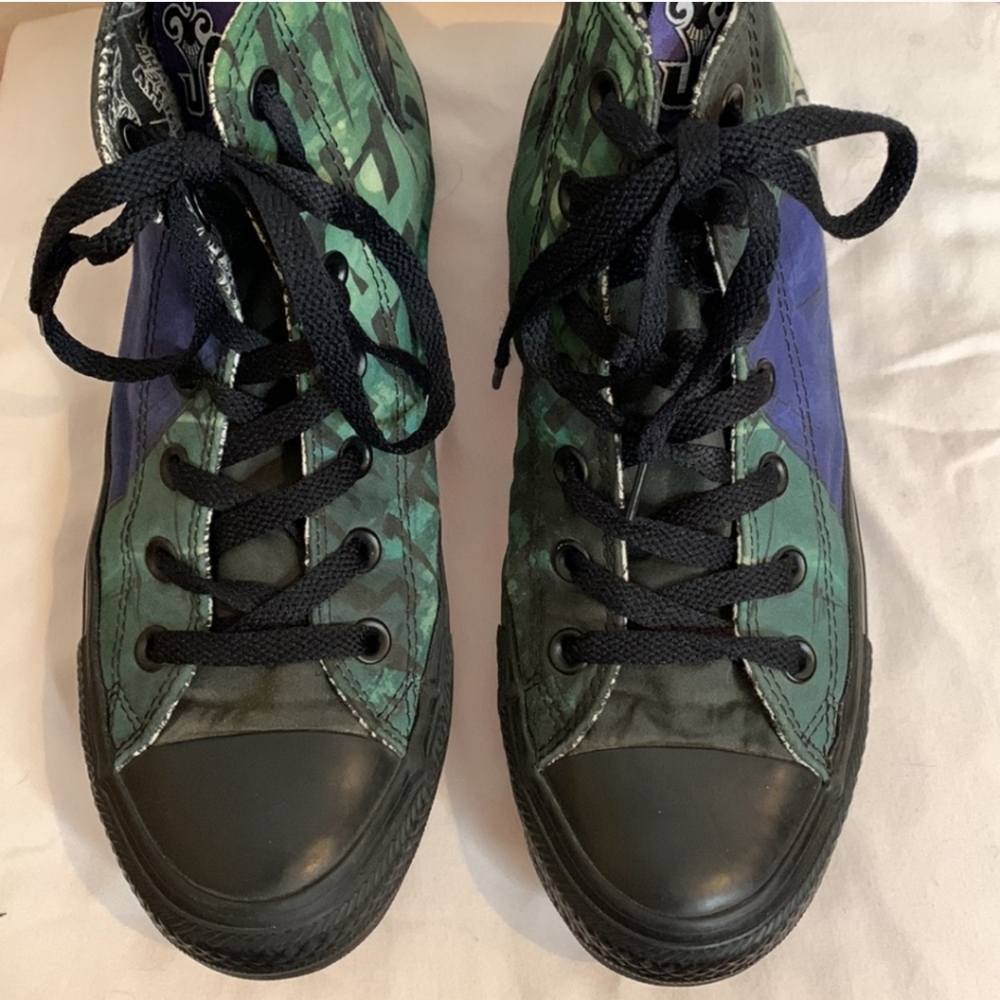 Converse High Top Sneakers Green Black Joker Graphic - Picture 4 of 16
